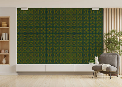 Foliar Quadrant Tiles - Green and Gold