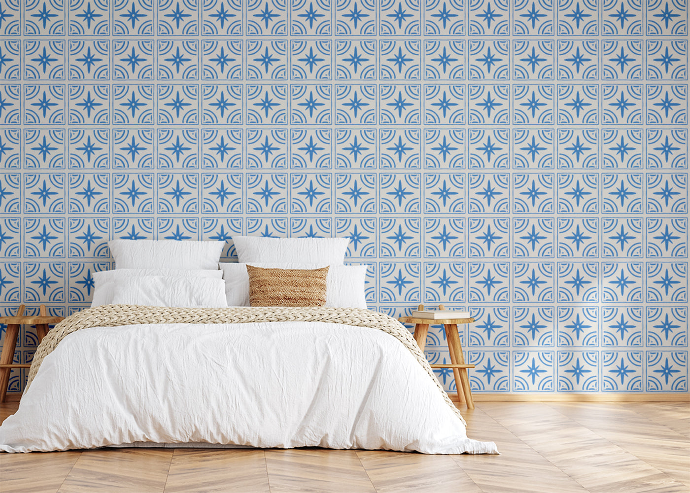 Crescent Whirls Tiles - Blue