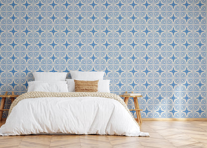 Crescent Whirls Tiles - Blue