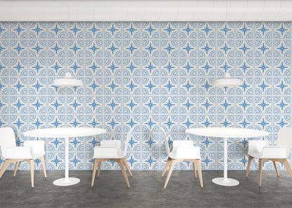 Crescent Whirls Tiles - Blue