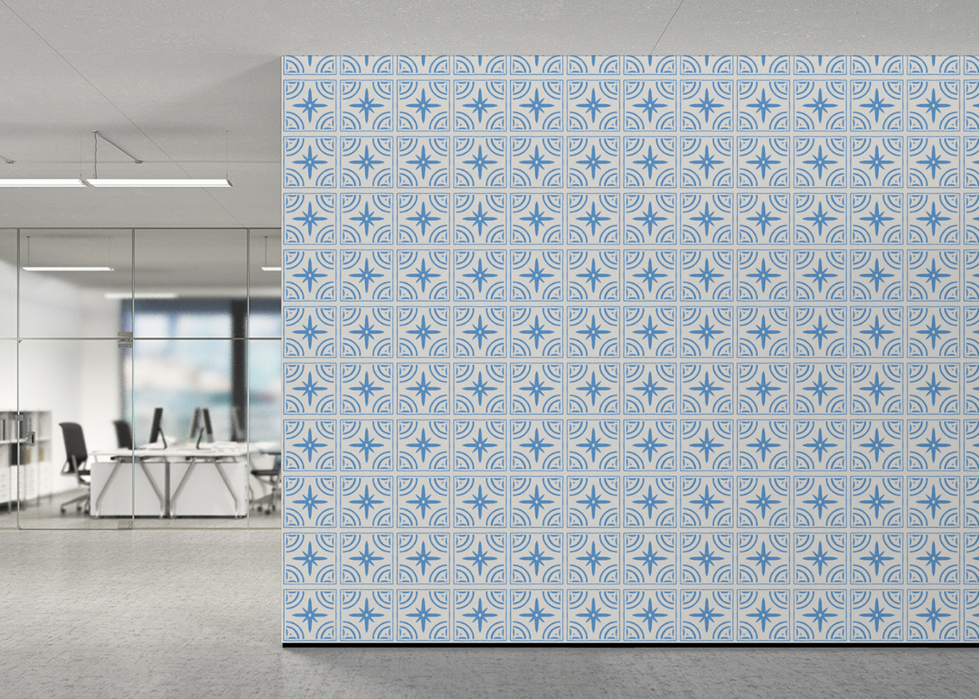 Crescent Whirls Tiles - Blue