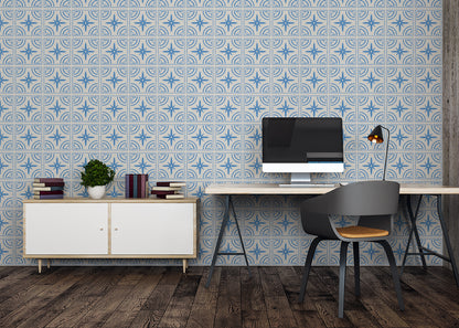 Crescent Whirls Tiles - Blue