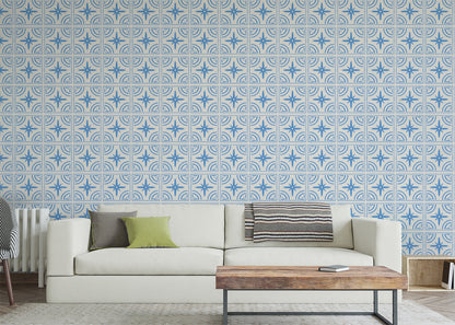 Crescent Whirls Tiles - Blue