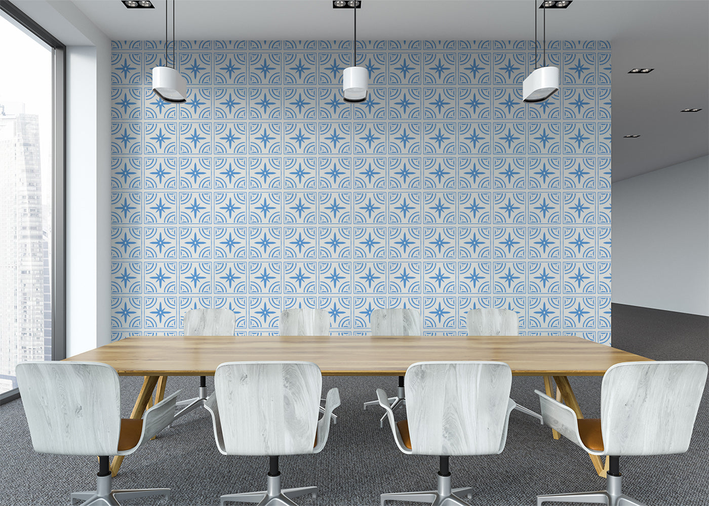 Crescent Whirls Tiles - Blue