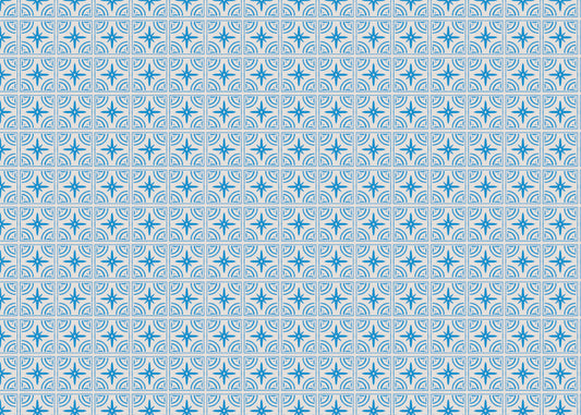 Crescent Whirls Tiles - Blue