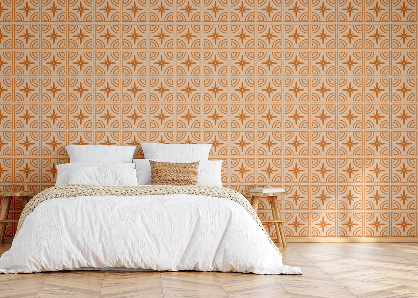 Crescent Whirls Tiles - Orange