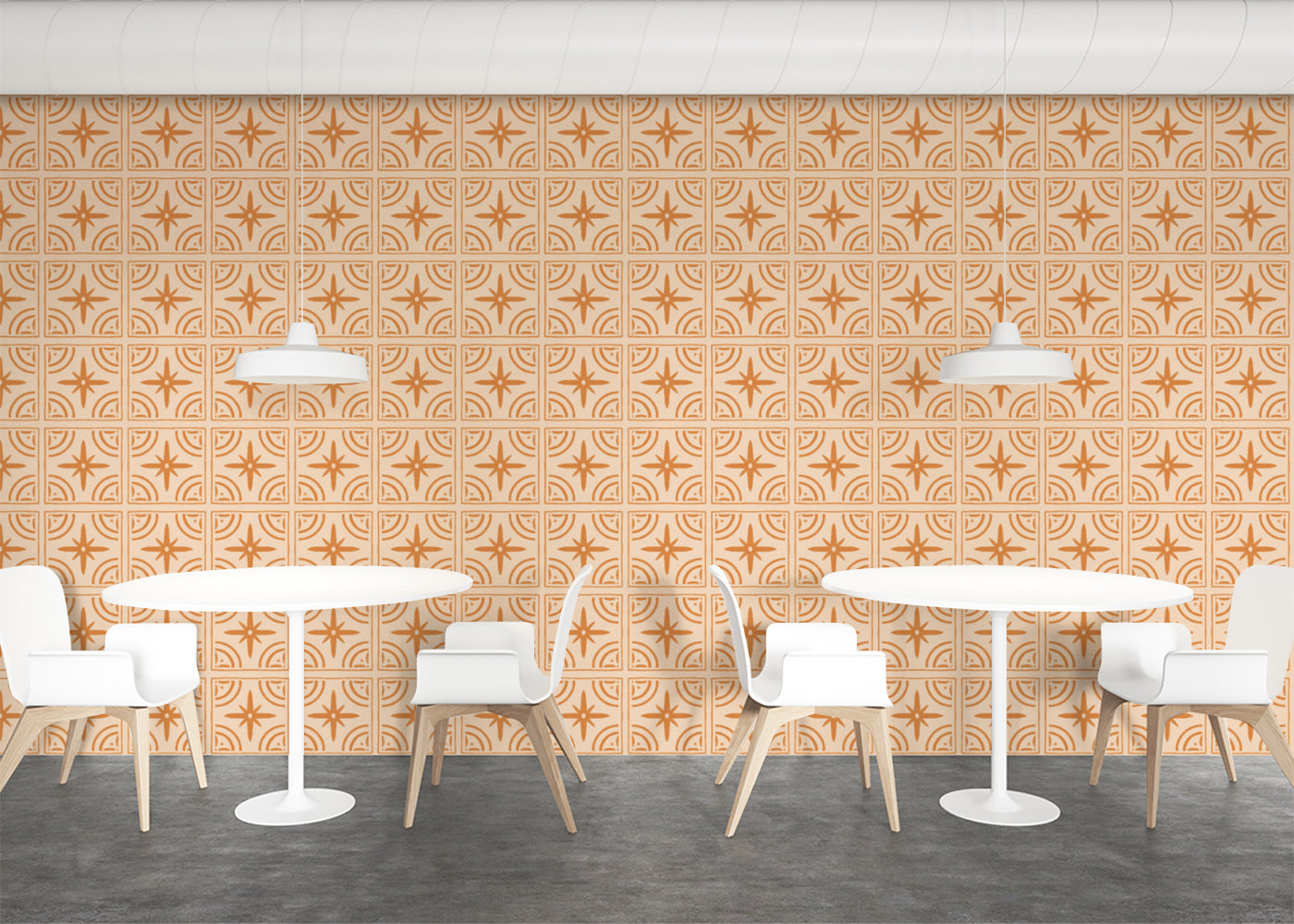 Crescent Whirls Tiles - Orange