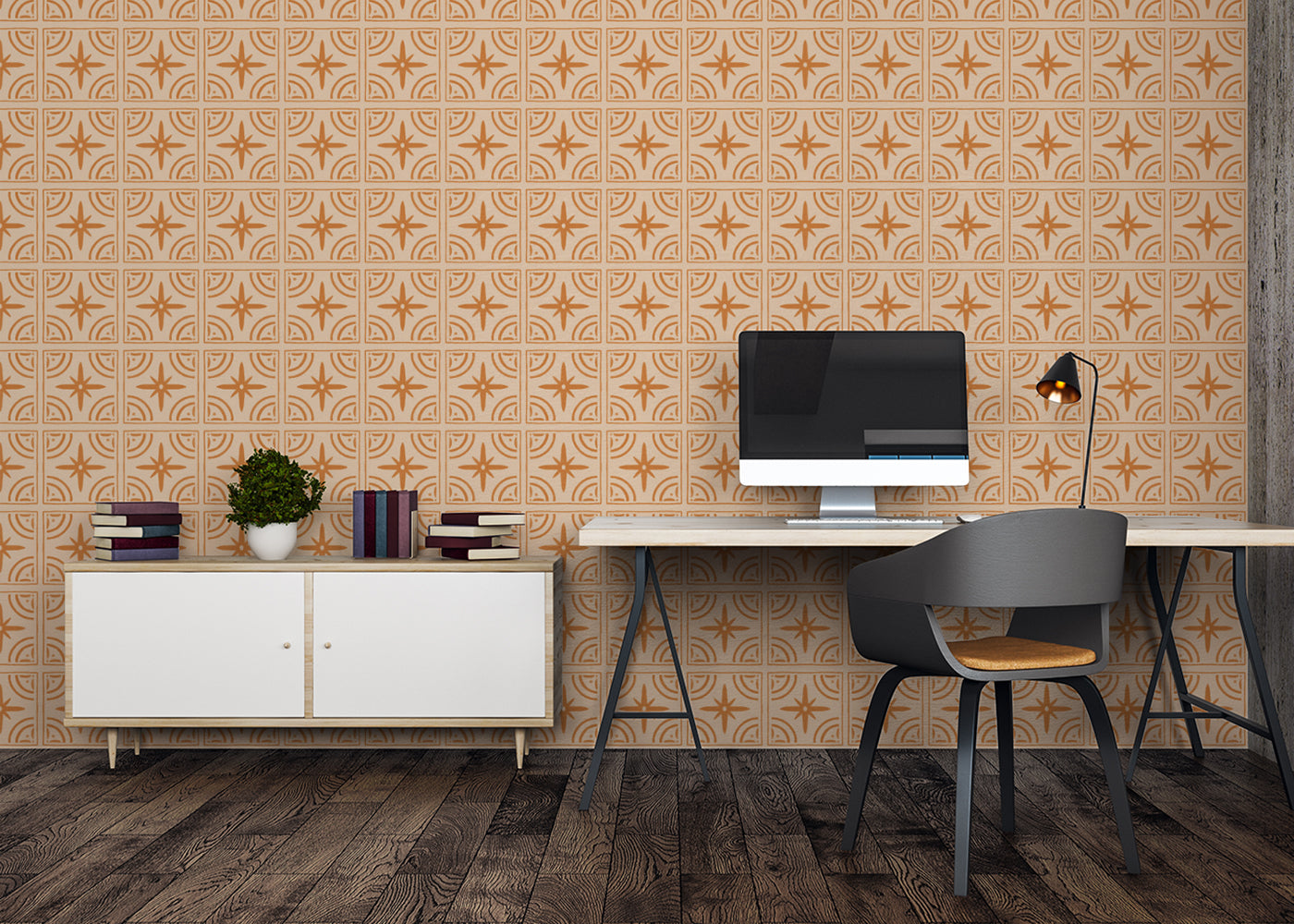 Crescent Whirls Tiles - Orange