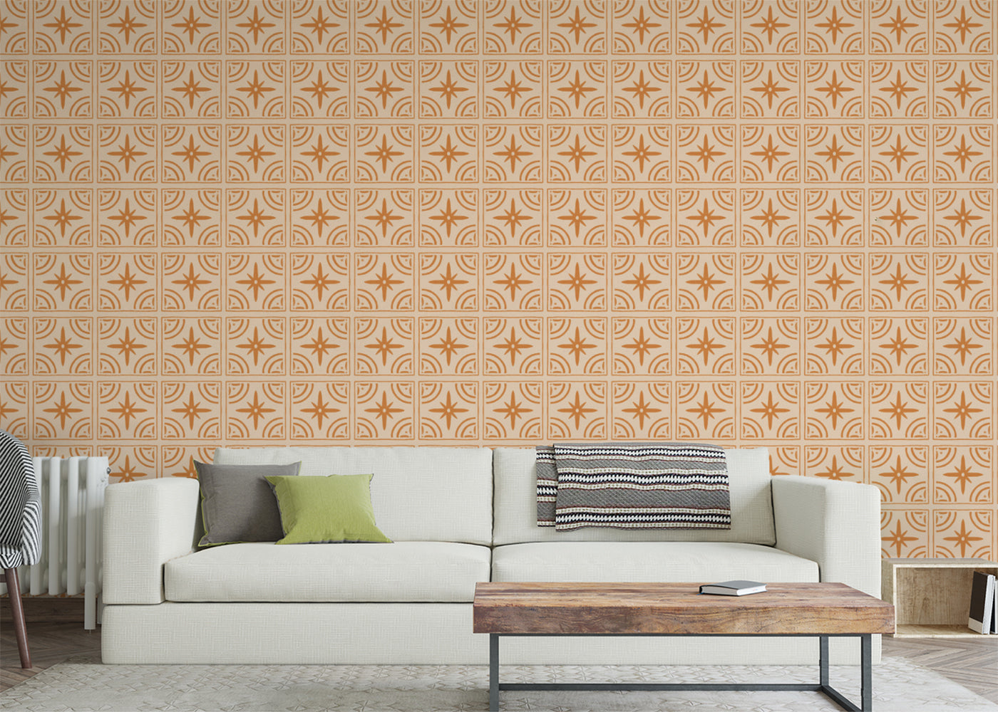 Crescent Whirls Tiles - Orange