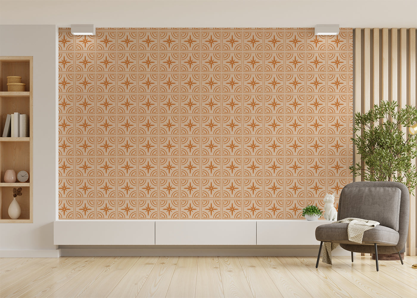 Crescent Whirls Tiles - Orange