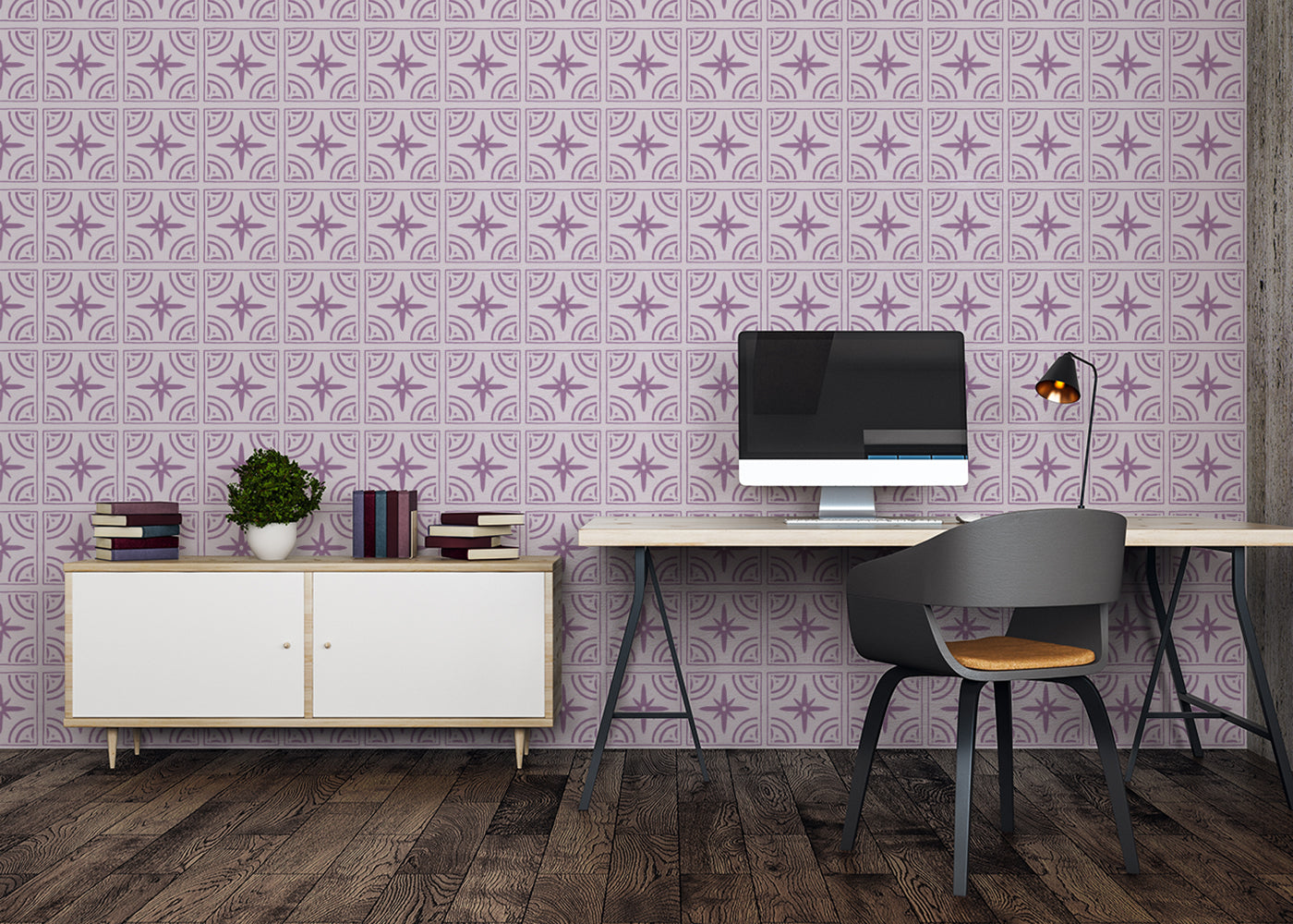 Crescent Whirls Tiles - Purple