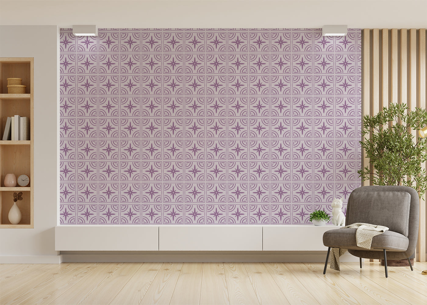 Crescent Whirls Tiles - Purple