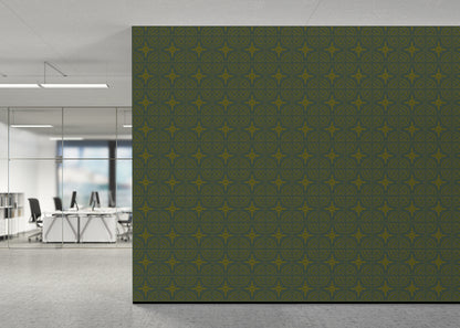 Crescent Whirls Tiles - Green and Gold