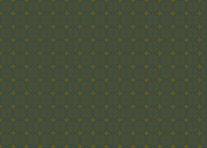 Crescent Whirls Tiles - Green and Gold