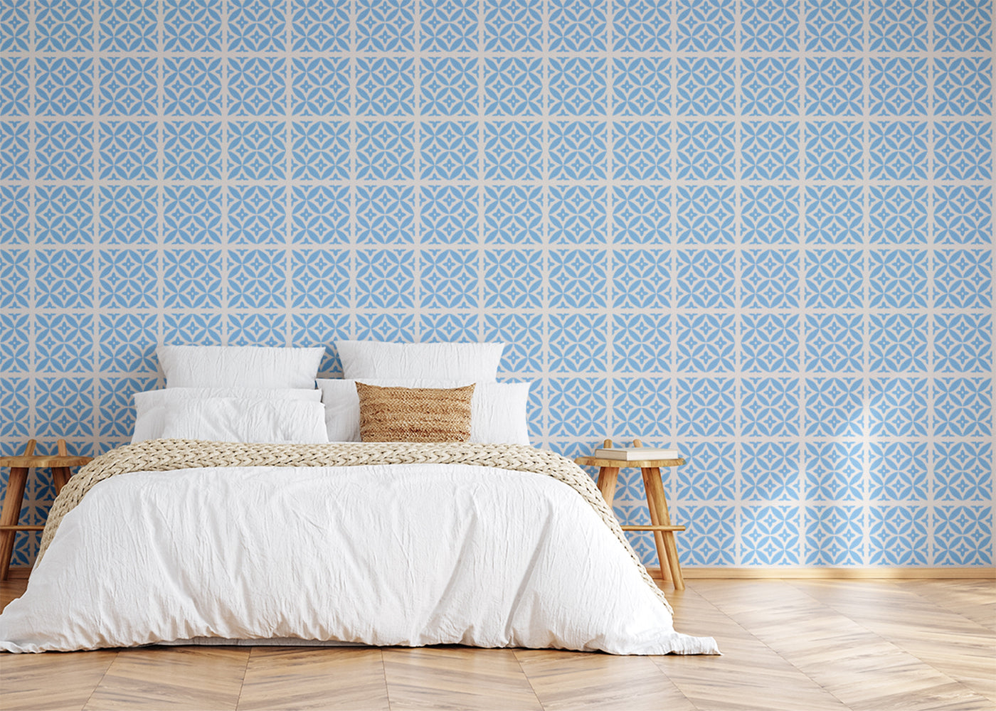 Crossed Petals Tiles - Blue