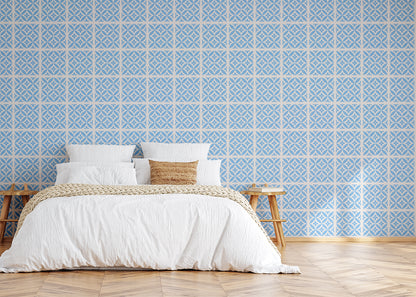 Crossed Petals Tiles - Blue