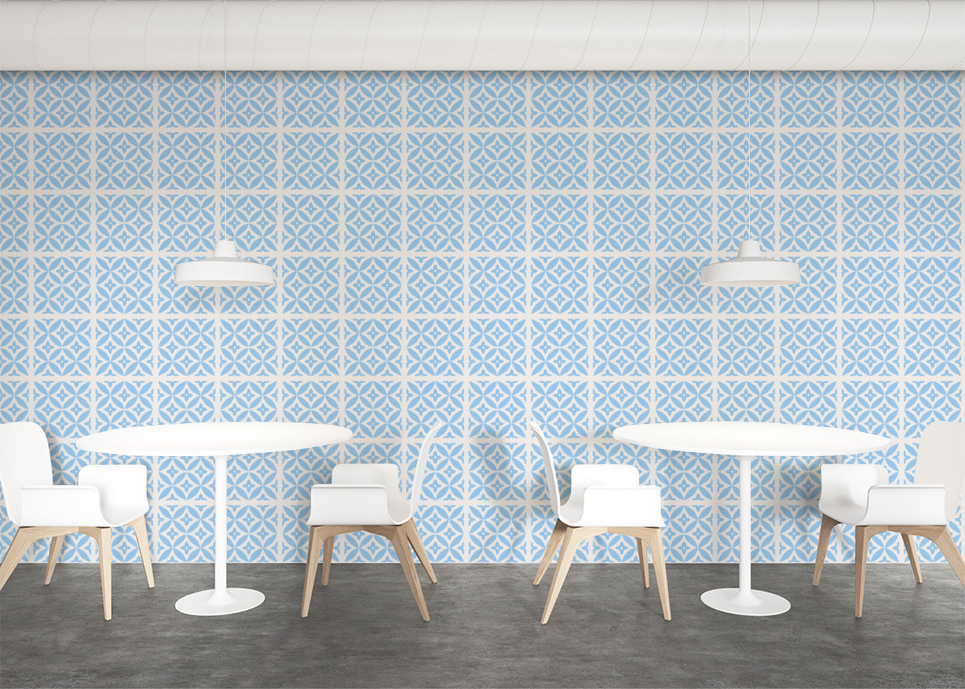 Crossed Petals Tiles - Blue