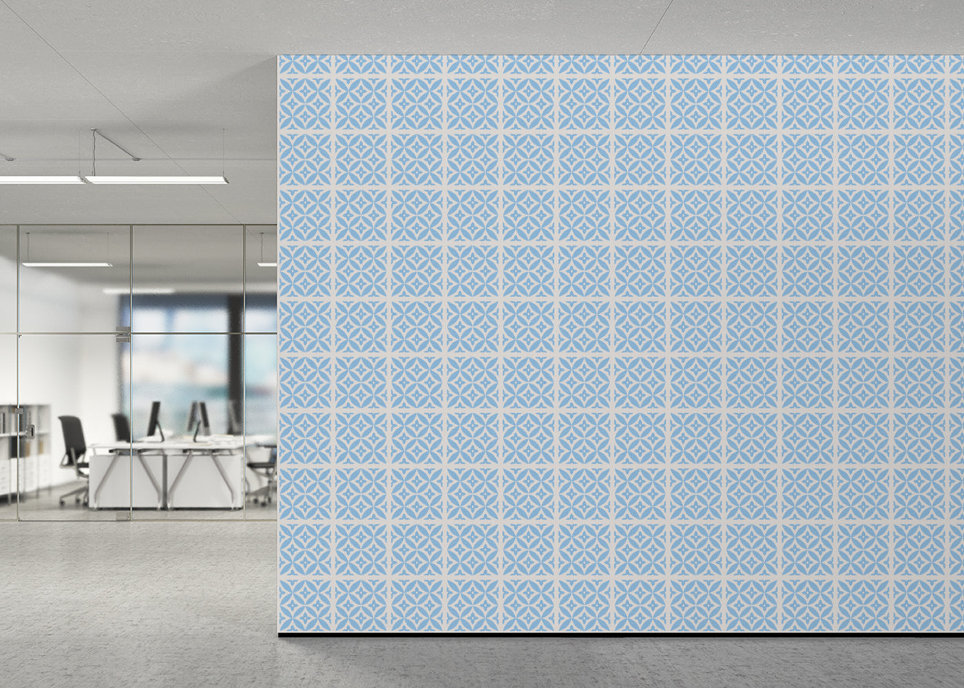 Crossed Petals Tiles - Blue