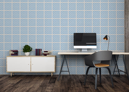 Crossed Petals Tiles - Blue