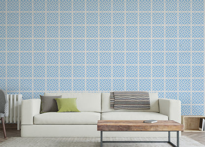 Crossed Petals Tiles - Blue