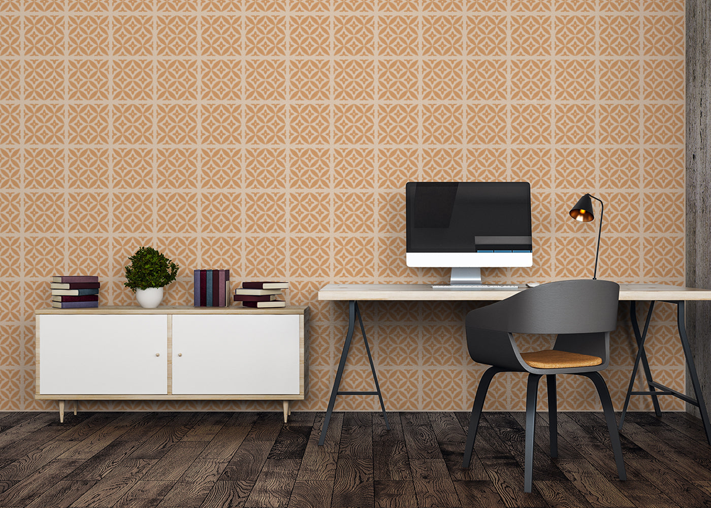 Crossed Petals Tiles - Orange