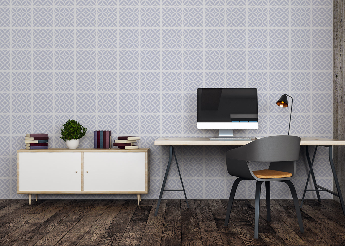 Crossed Petals Tiles - Gray