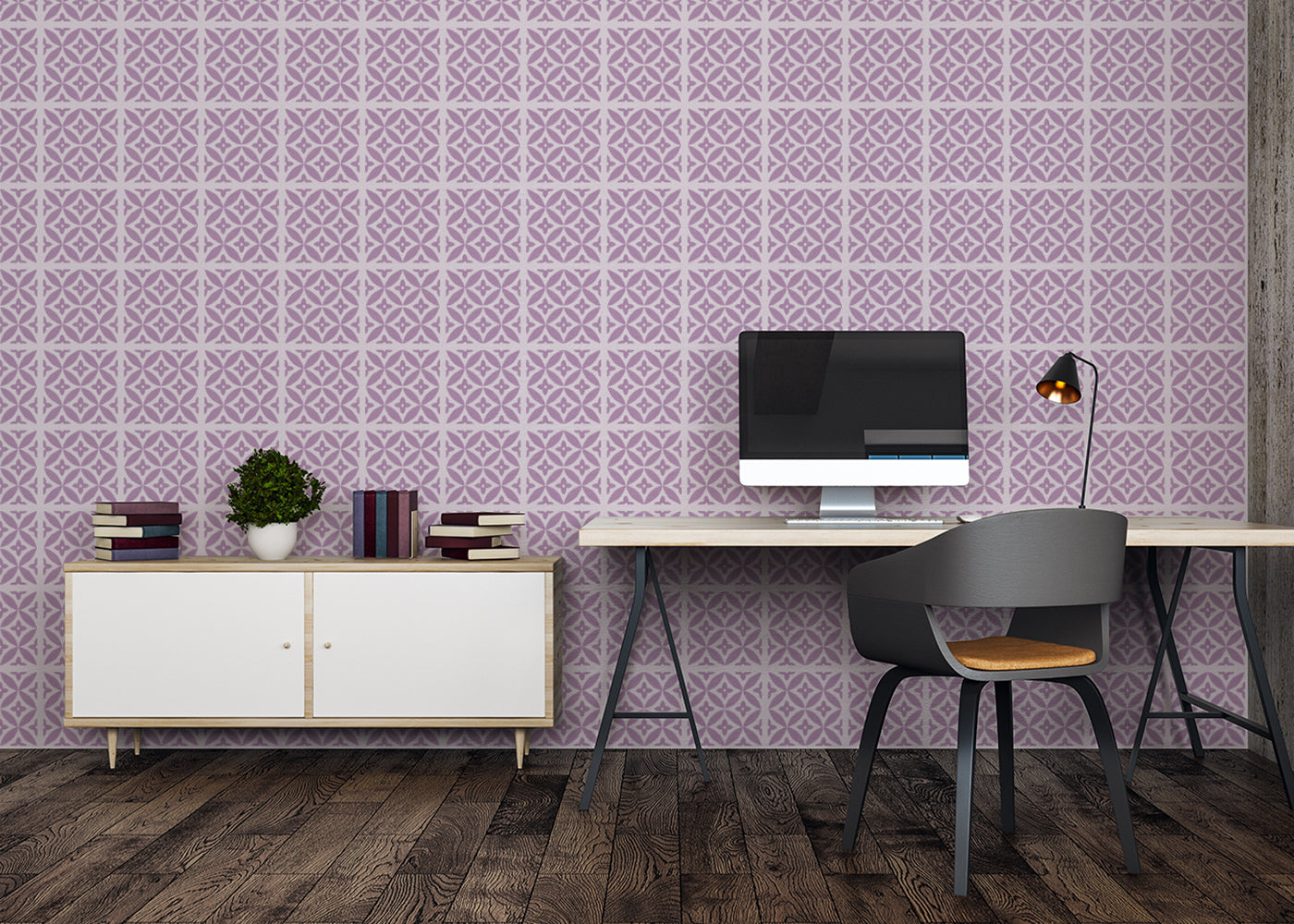 Crossed Petals Tiles - Purple