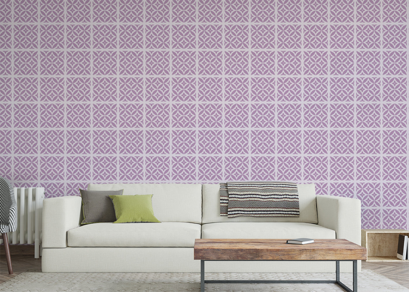 Crossed Petals Tiles - Purple