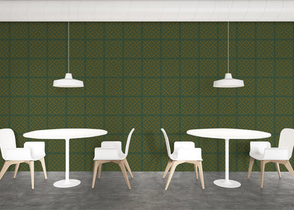 Crossed Petals Tiles - Green and Gold