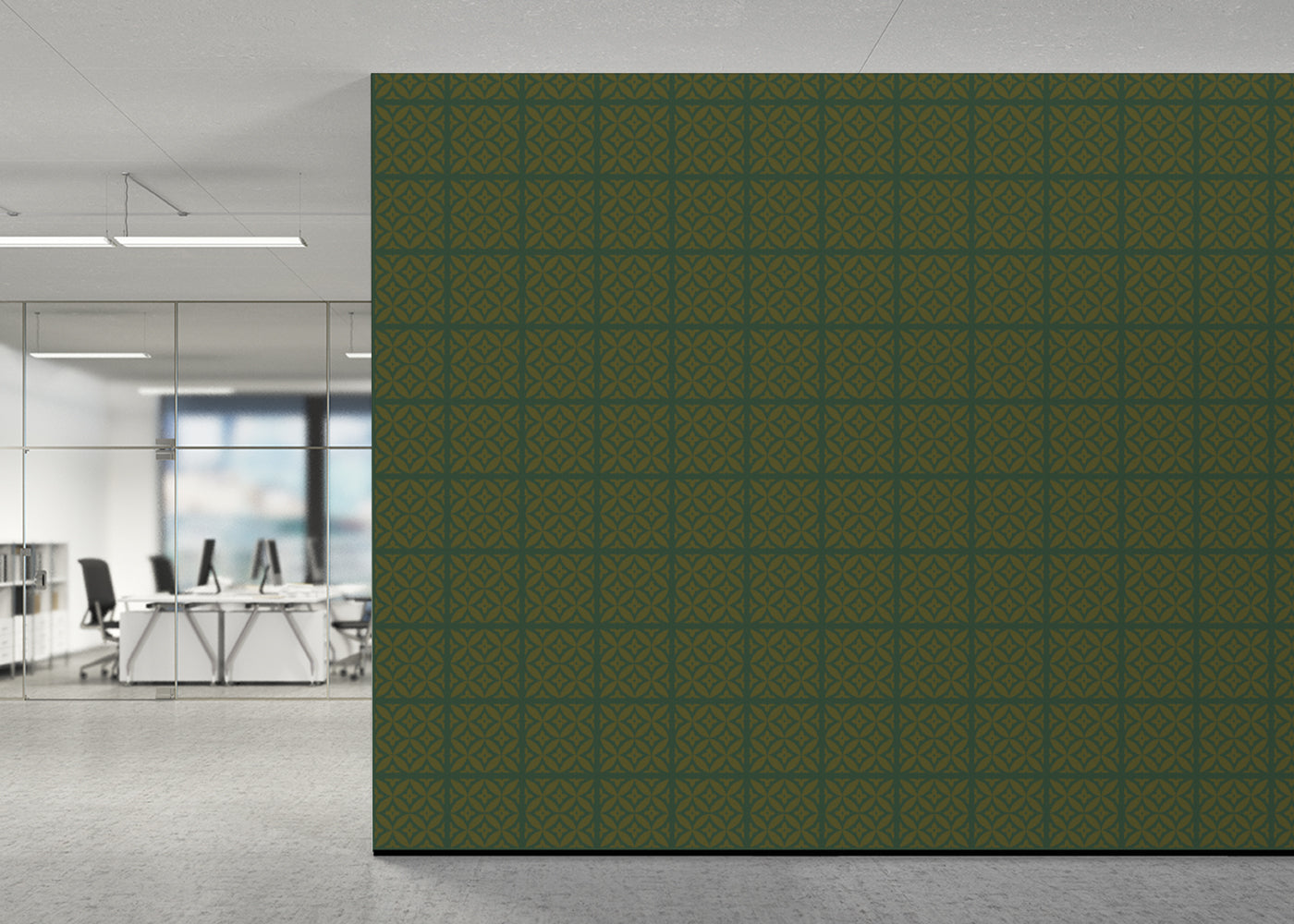 Crossed Petals Tiles - Green and Gold