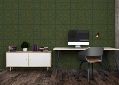 Crossed Petals Tiles - Green and Gold