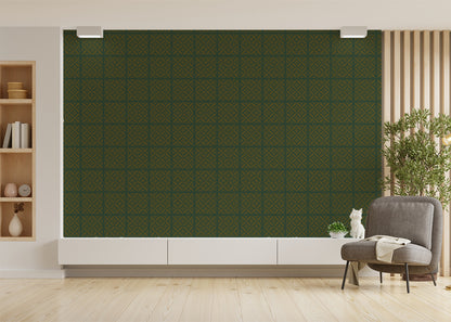 Crossed Petals Tiles - Green and Gold