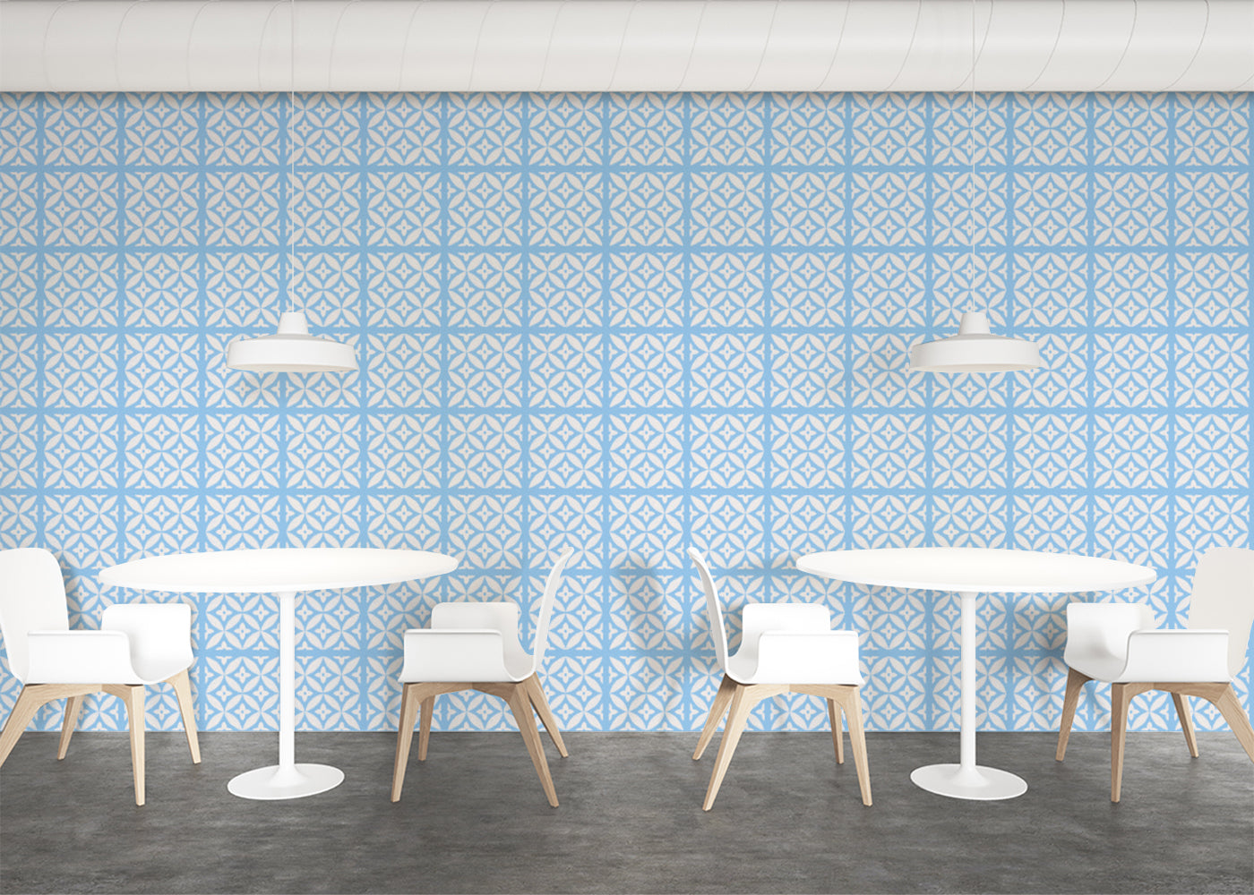 Geometric Blossom Tiles - Blue