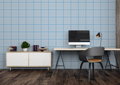 Geometric Blossom Tiles - Blue