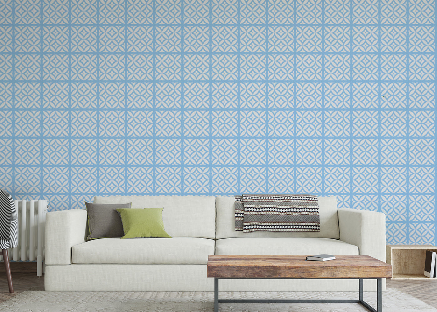 Geometric Blossom Tiles - Blue
