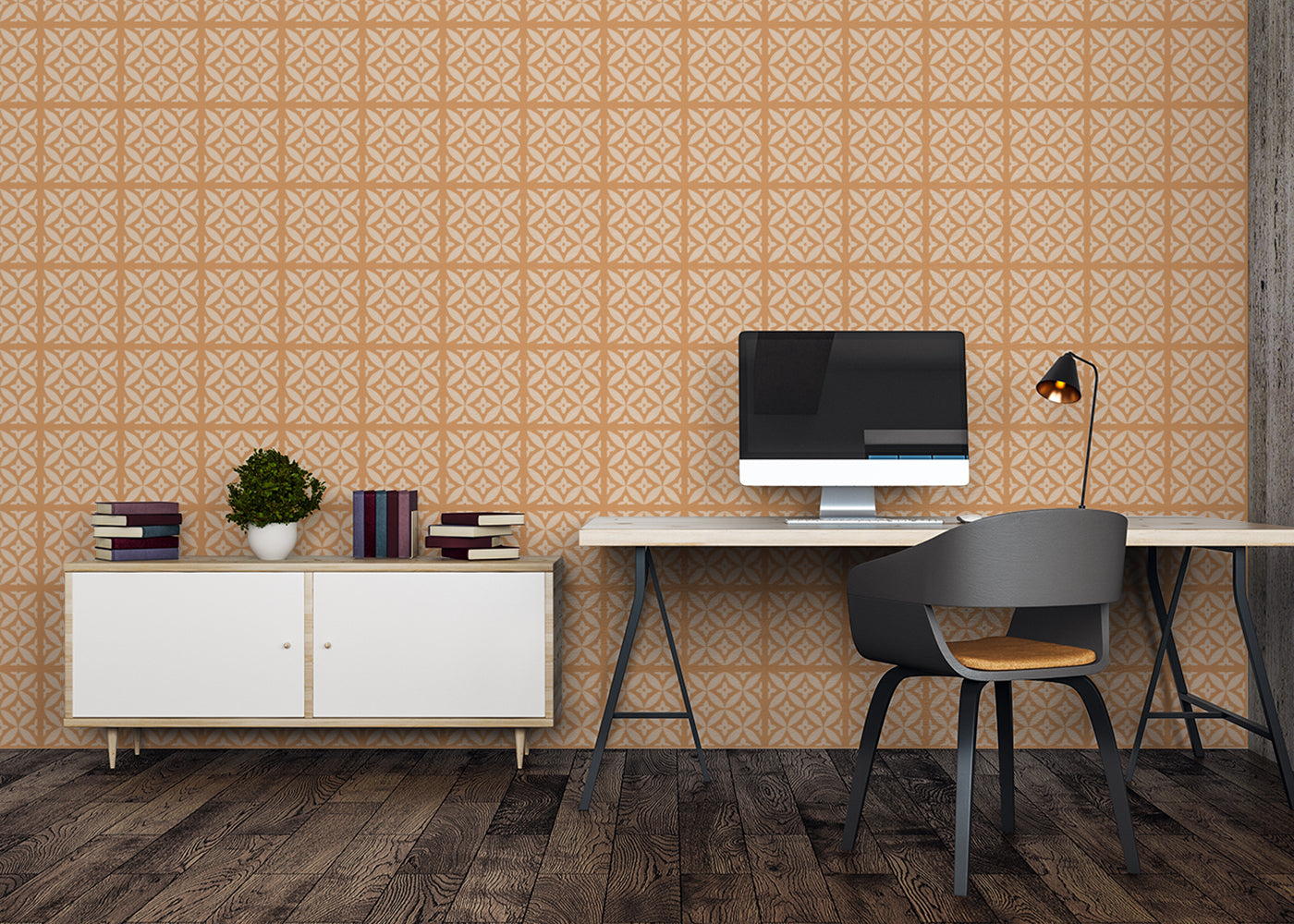 Geometric Blossom Tiles - Orange