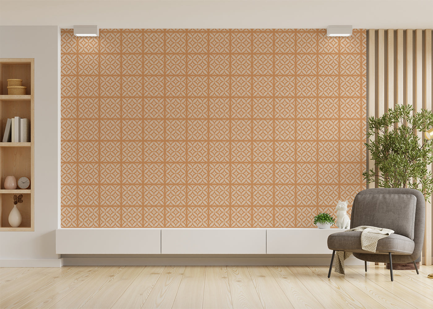 Geometric Blossom Tiles - Orange