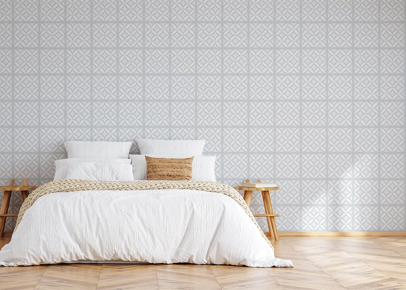 Geometric Blossom Tiles - Gray
