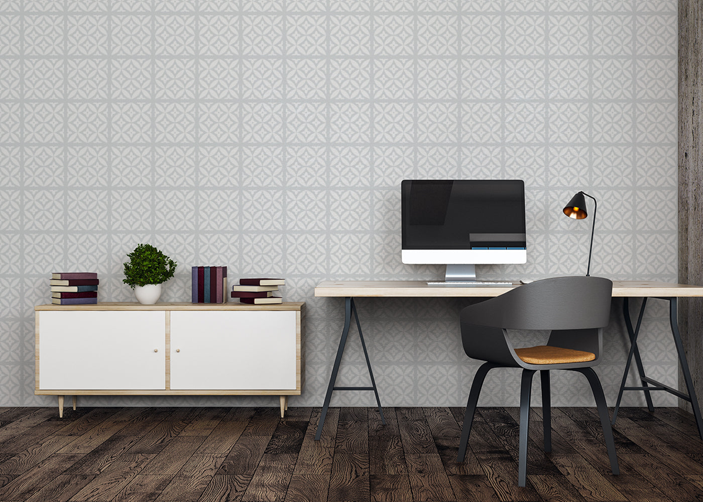 Geometric Blossom Tiles - Gray