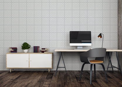 Geometric Blossom Tiles - Gray