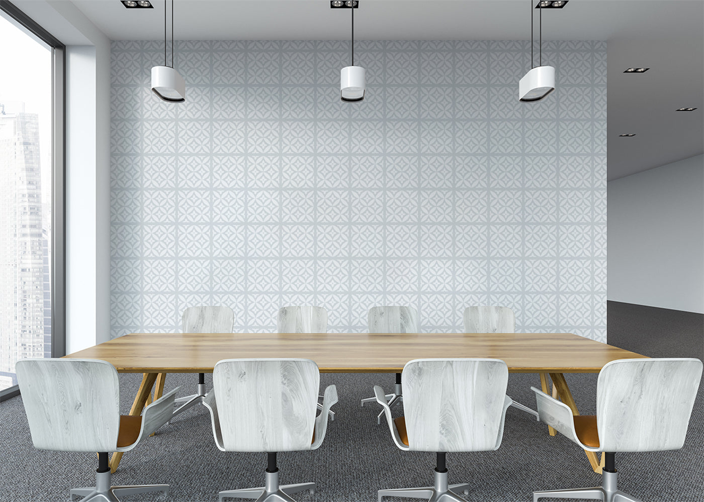 Geometric Blossom Tiles - Gray
