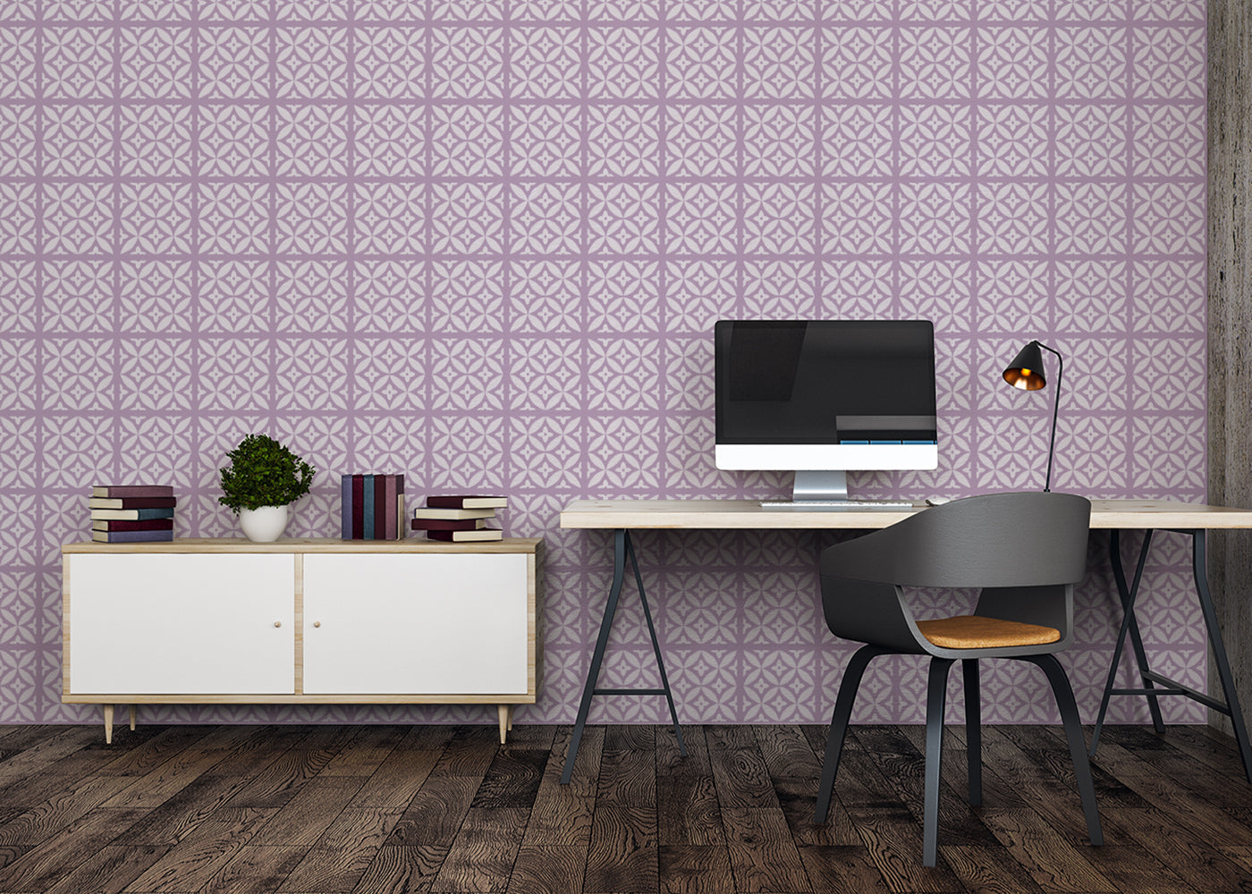 Geometric Blossom Tiles - Purple