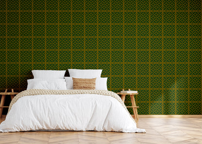 Geometric Blossom Tiles - Green and Gold