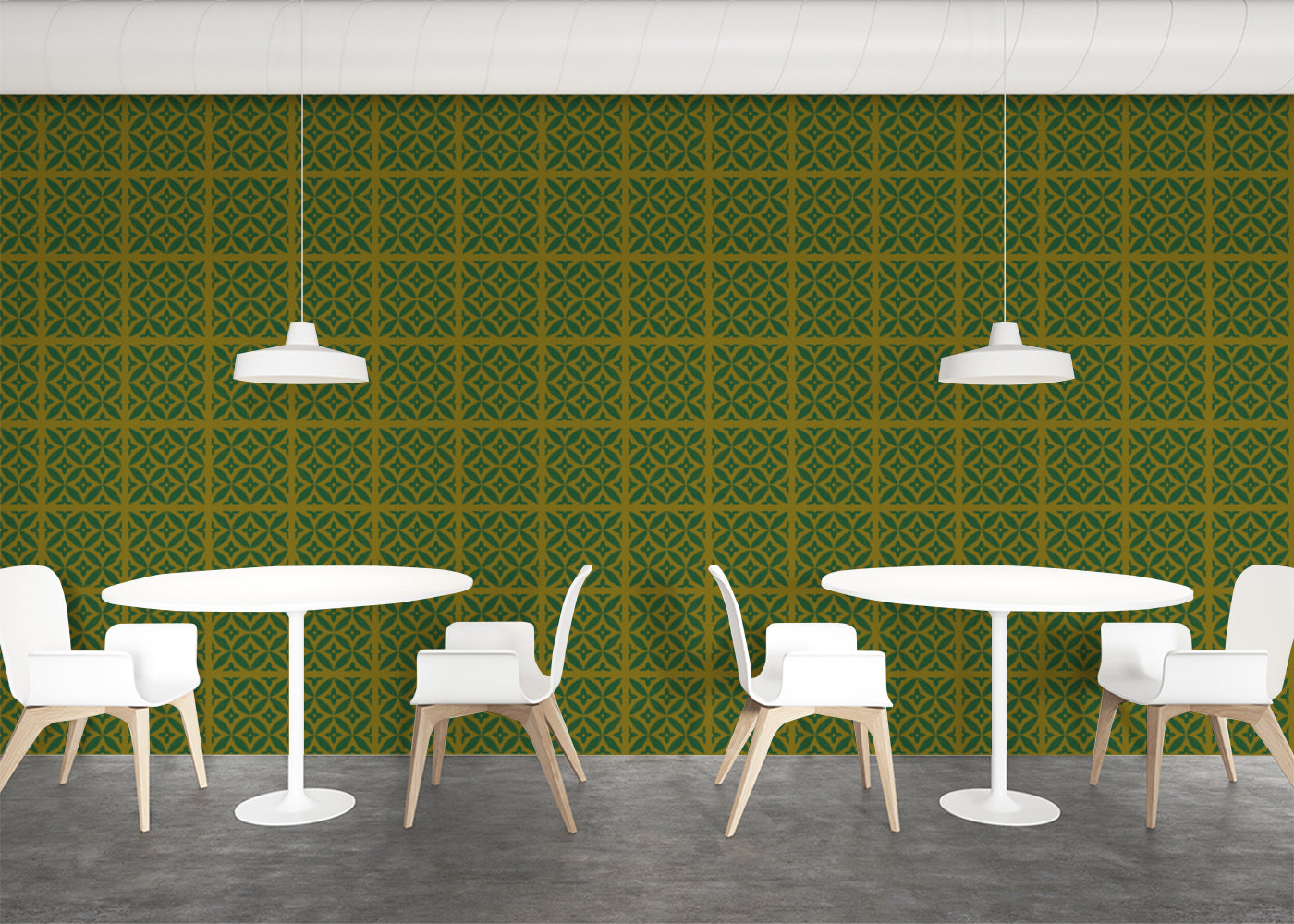Geometric Blossom Tiles - Green and Gold