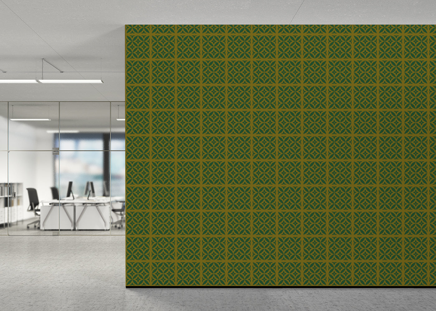 Geometric Blossom Tiles - Green and Gold