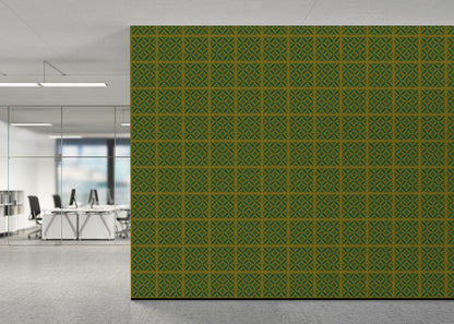 Geometric Blossom Tiles - Green and Gold