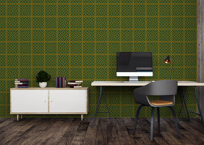 Geometric Blossom Tiles - Green and Gold