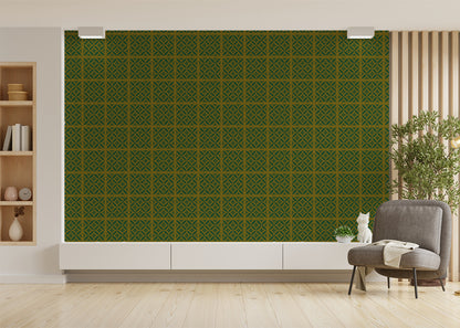 Geometric Blossom Tiles - Green and Gold