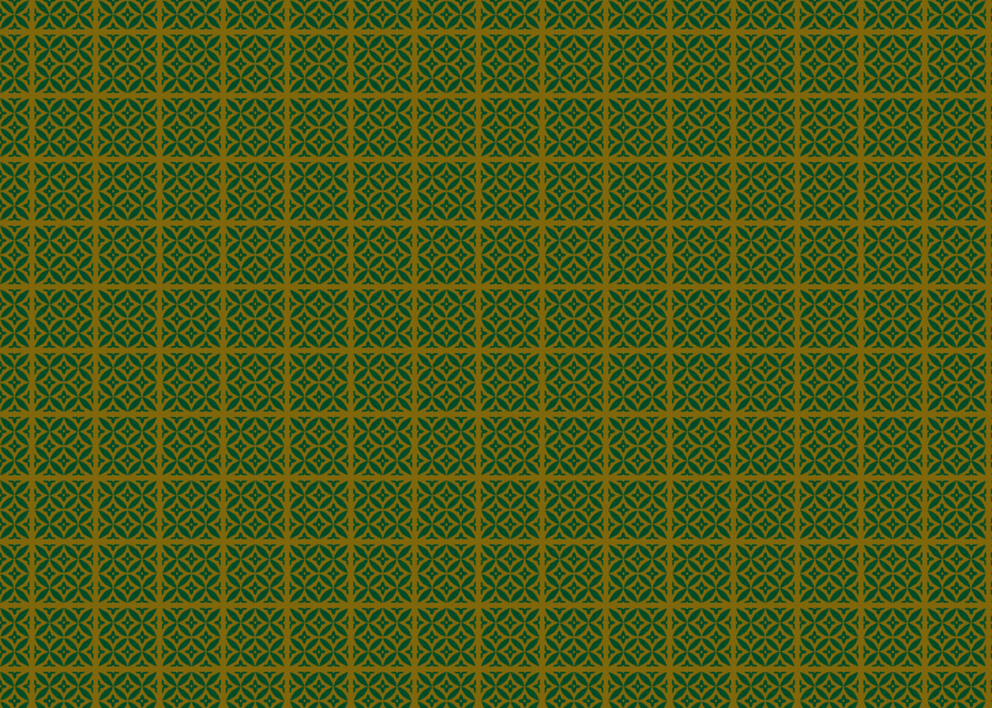 Geometric Blossom Tiles - Green and Gold
