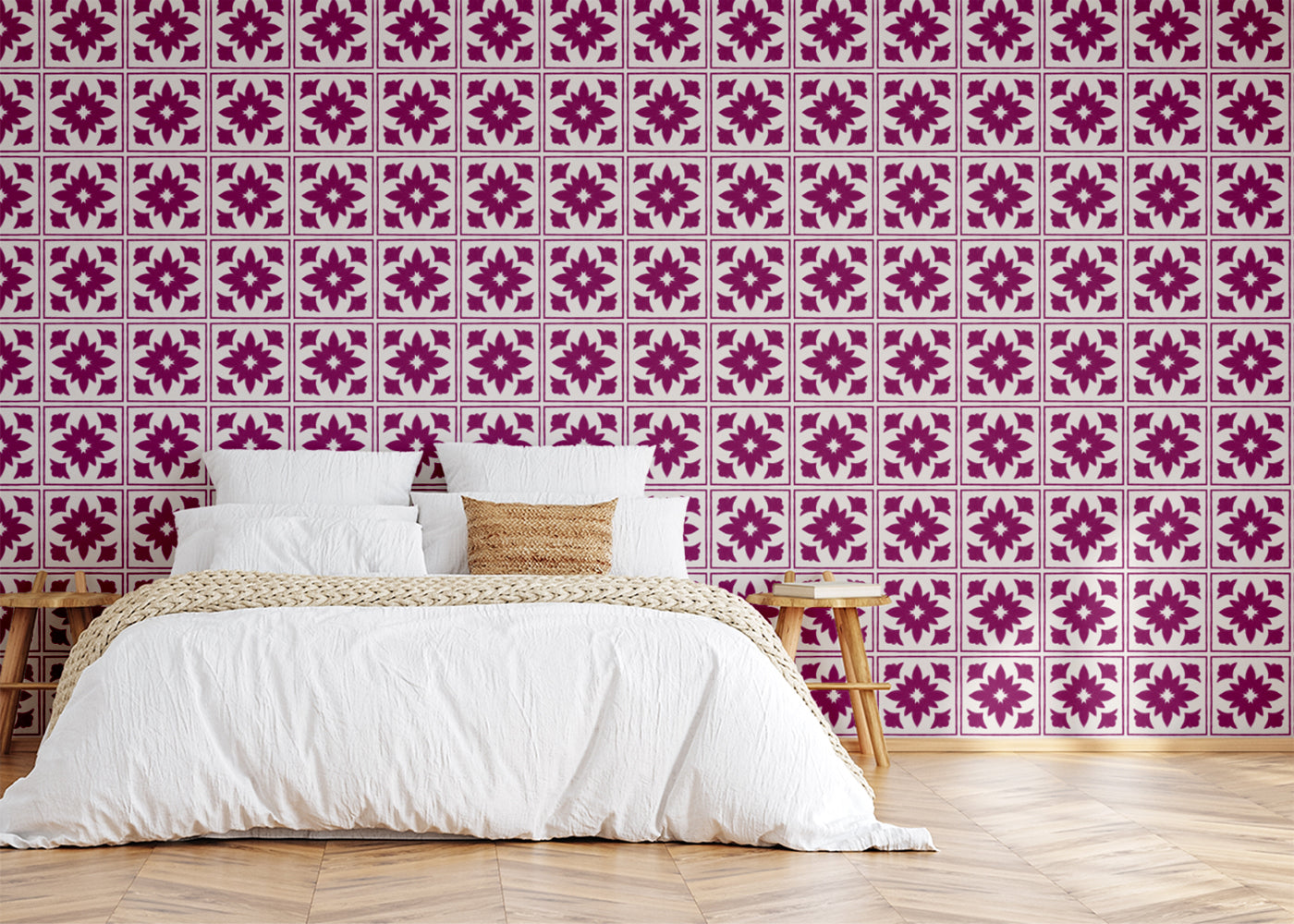 Floret Squares Tiles - Pink